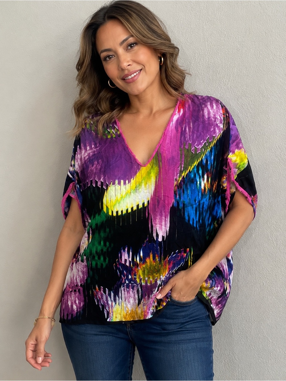 Elie Tahari Multicolor Sheer Designer Blouse top